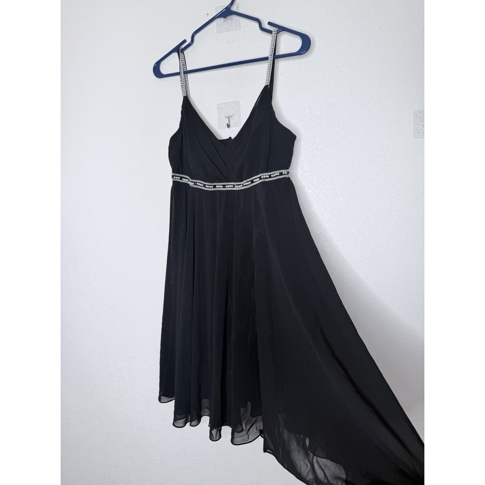 Y2K Black Beaded Chiffon Dress Womens 10 Fairy Grunge Sheer Whimsigoth Formal
